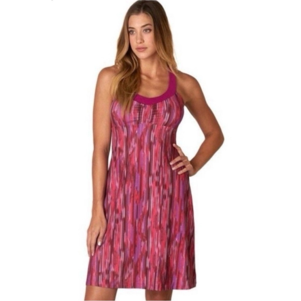 prAna Shauna Azalea RainblurPink Dress Built-In Shelf Bra - XS - EUC